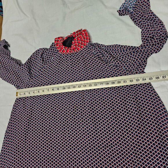 Kenzo Paris Designer Dress Women Size 44 XL 12/14 Blue/Red Neck Long Sleeve - Picture 7 of 12